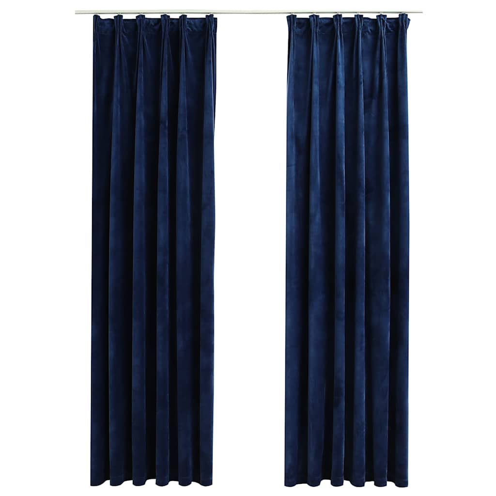 Tende Oscuranti con Ganci 2 pz Blu Scuro in Velluto 140x245 cm | homemem39
