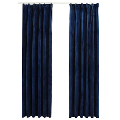 Tende Oscuranti con Ganci 2 pz Blu Scuro in Velluto 140x245 cm | homemem39