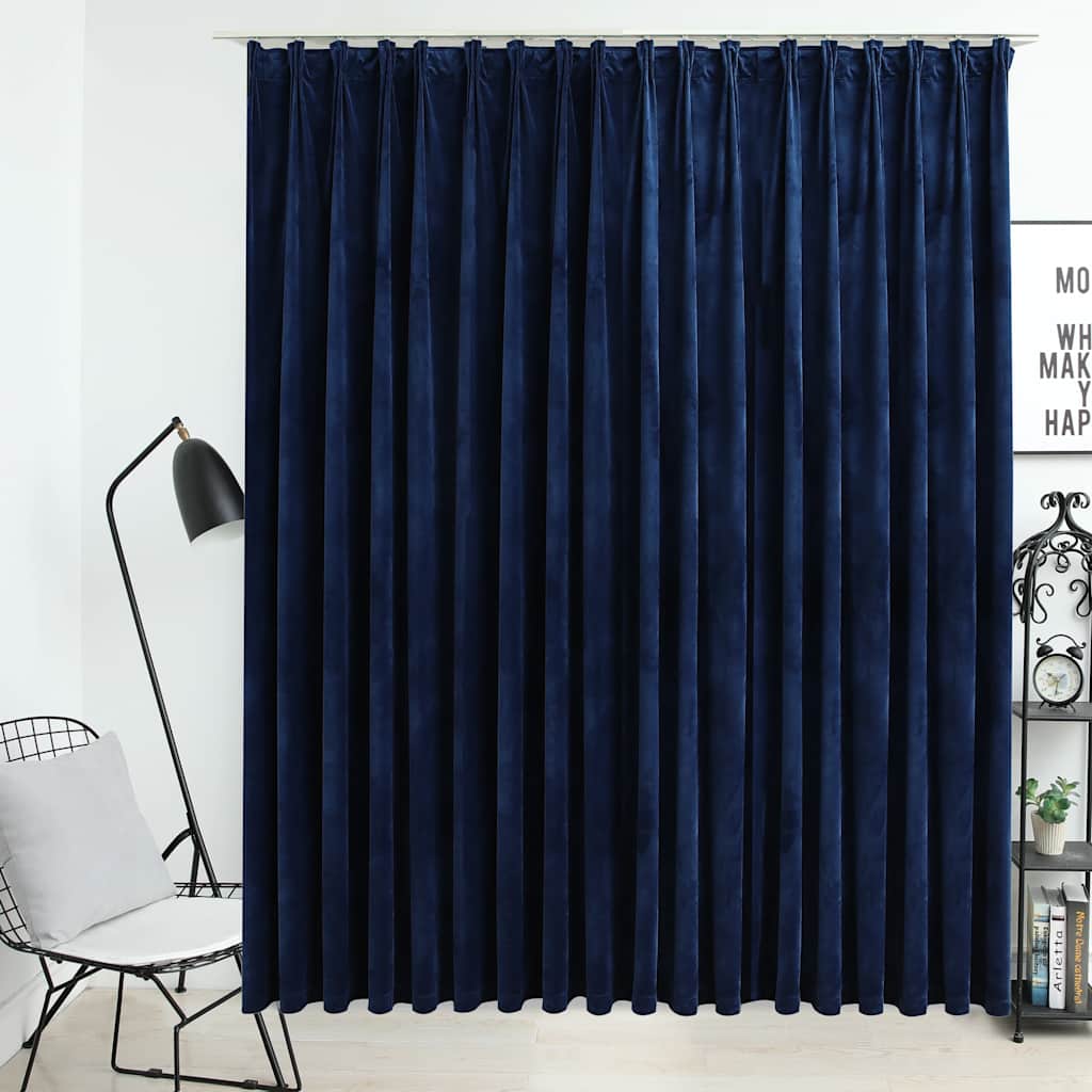 Tenda Oscurante con Ganci Velluto Blu Scuro 290x245 cm | homemem39