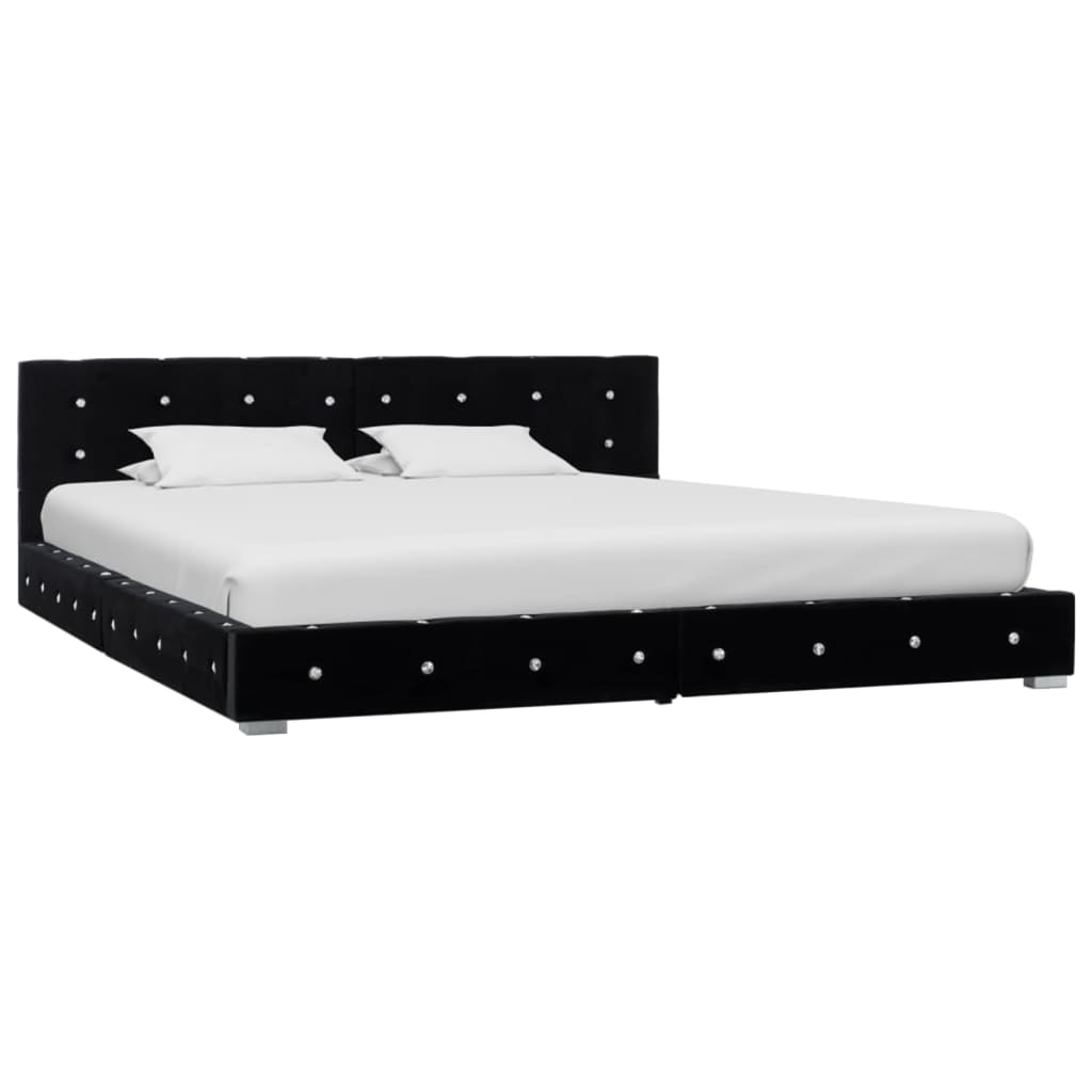 Letto con Materasso Memory Foam Nero in Velluto 180x200 cm | homemem39