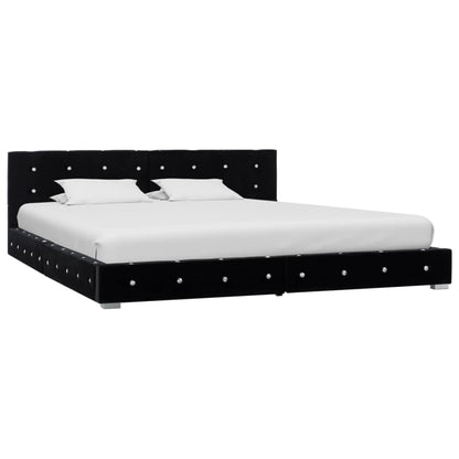 Letto con Materasso Memory Foam Nero in Velluto 180x200 cm | homemem39