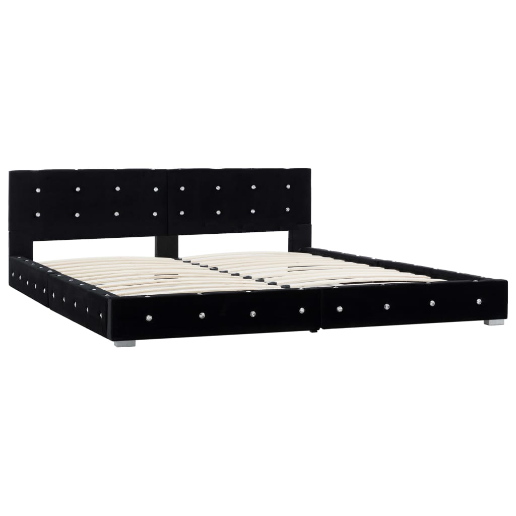 Letto con Materasso Memory Foam Nero in Velluto 180x200 cm | homemem39