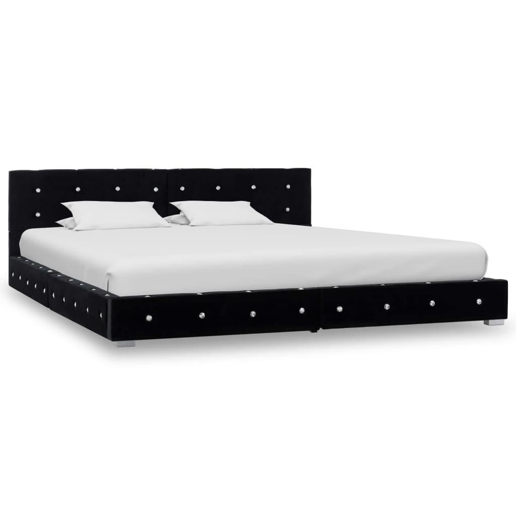 Letto con Materasso Nero in Velluto 180x200 cm | homemem39