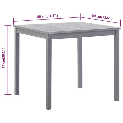 Tavolo da Giardino Grigio 80x80x74 cm Legno Massello di Acacia | homemem39