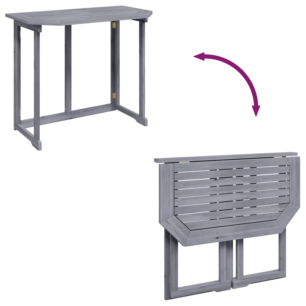 Tavolo da Balcone Pieghevole 90x50x74 cm in Massello di Acacia - homemem39