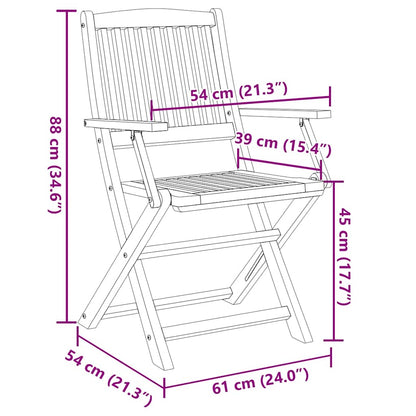 Sedie da Giardino Pieghevoli 4 pz in Legno Massello d'Acacia | homemem39