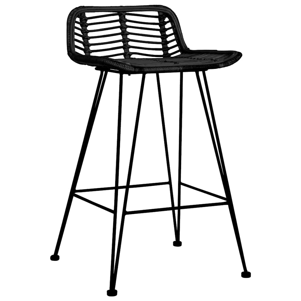 Sedie da Bar 2 pz Nere in Rattan | homemem39