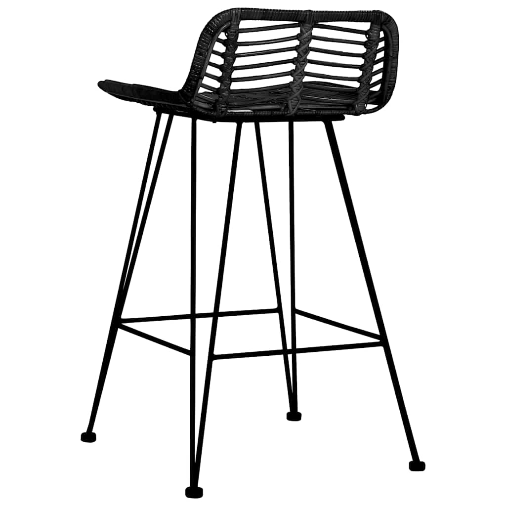 Sedie da Bar 2 pz Nere in Rattan | homemem39