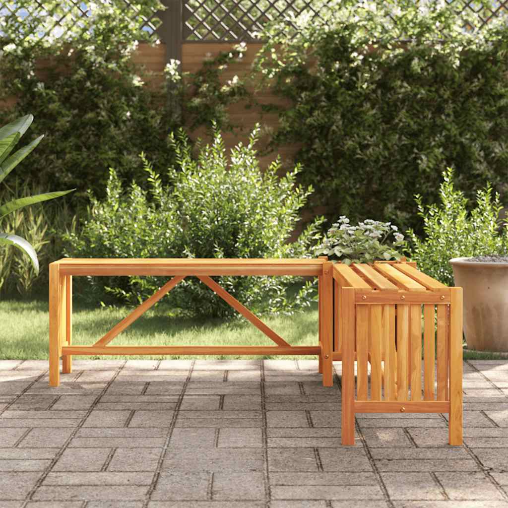 Panca Giardino Angolare e Fioriera 117x117x40cm Massello Acacia - homemem39