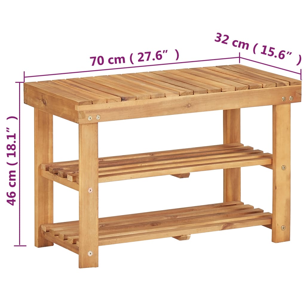 Scarpiera 70x32x46 cm in Legno Massello di Acacia - homemem39