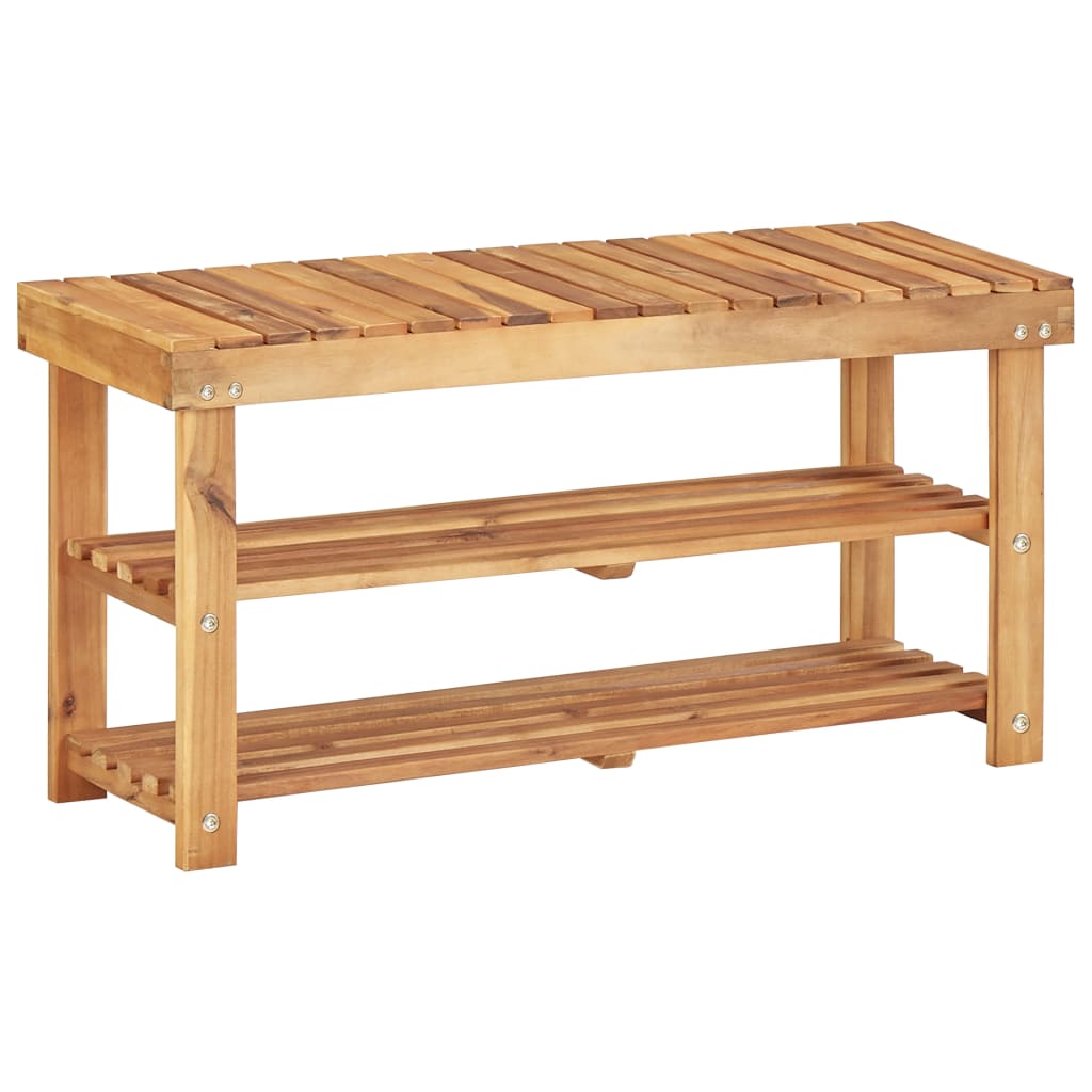 Scarpiera 90x32x46 cm in Legno Massello di Acacia - homemem39