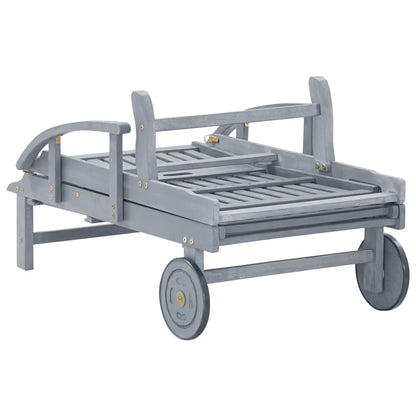 Lettino Prendisole da Giardino Legno Massello di Acacia Grigio - homemem39