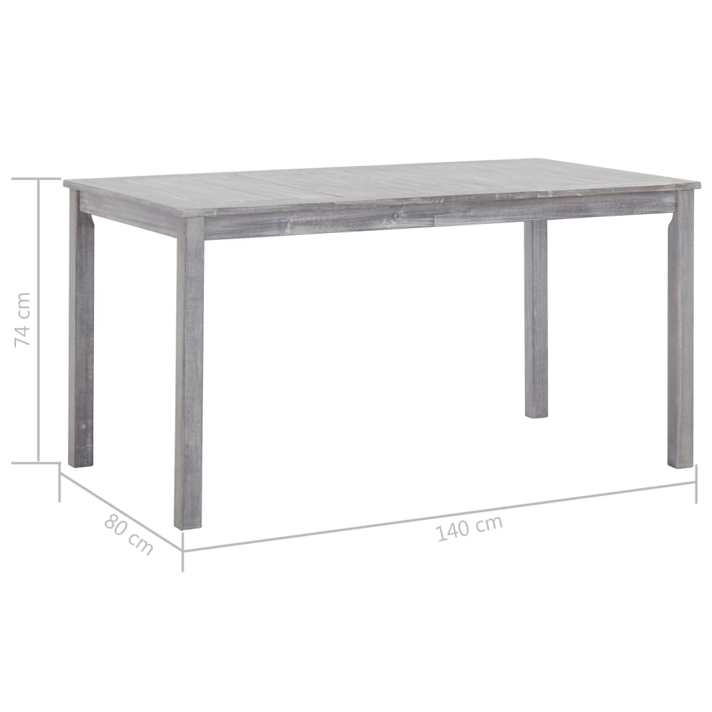 Set Pranzo da Giardino 7 pz Grigio Slavato in Massello d'Acacia | homemem39