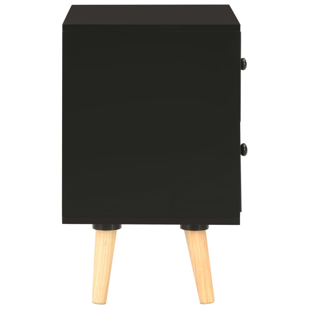 Comodini 2 pz Neri 40x30x50 cm Legno Massello di Pino | homemem39