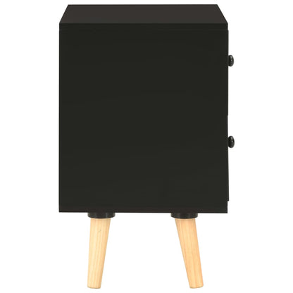 Comodini 2 pz Neri 40x30x50 cm Legno Massello di Pino | homemem39
