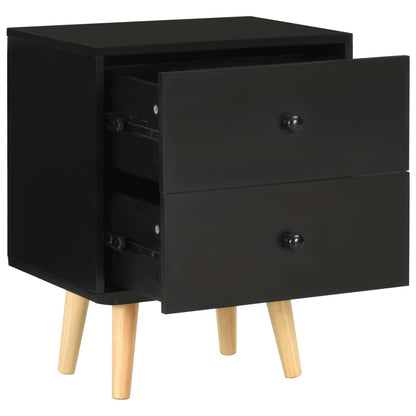 Comodini 2 pz Neri 40x30x50 cm Legno Massello di Pino | homemem39