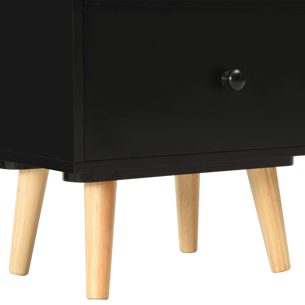 Comodini 2 pz Neri 40x30x50 cm Legno Massello di Pino | homemem39
