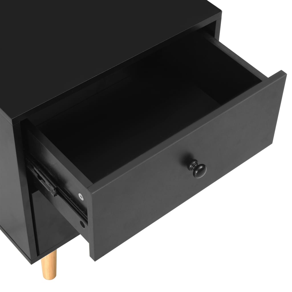 Comodini 2 pz Neri 40x30x50 cm Legno Massello di Pino | homemem39