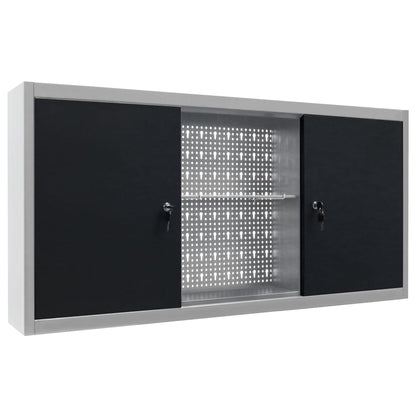 Armadio a Parete Stile Industriale in Metallo Grigio Nero | homemem39
