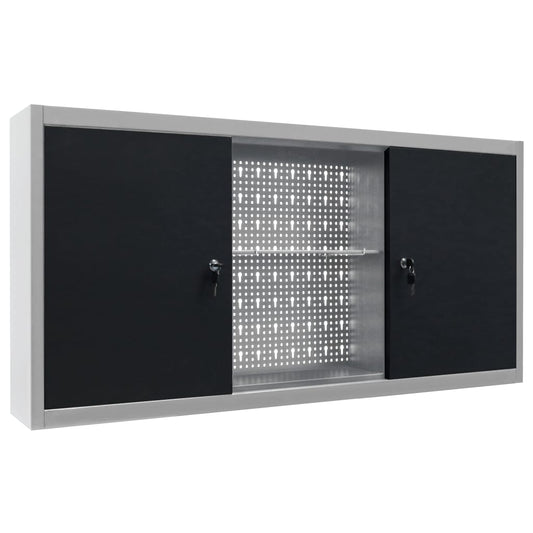 Armadio a Parete Stile Industriale in Metallo Grigio Nero | homemem39