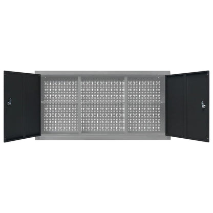 Armadio a Parete Stile Industriale in Metallo Grigio Nero | homemem39