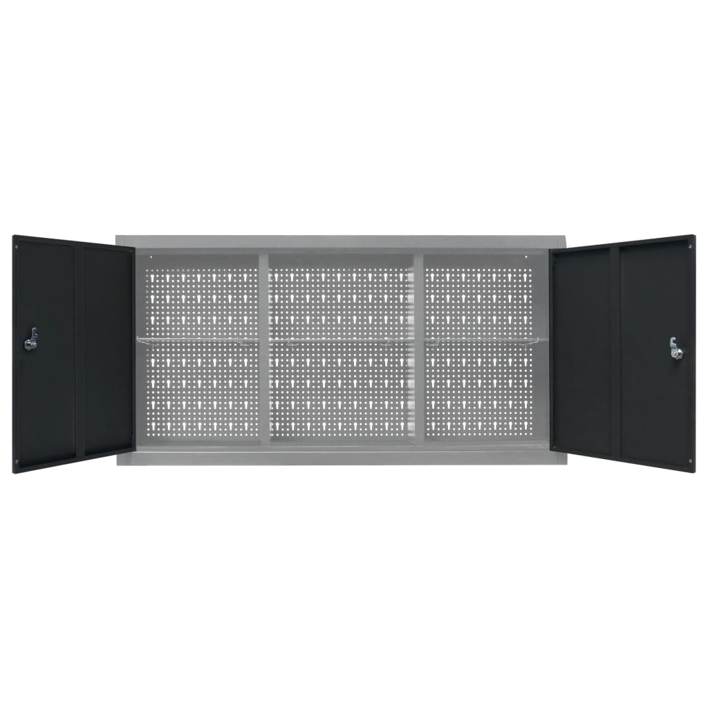 Armadio a Parete Stile Industriale in Metallo Grigio Nero - homemem39