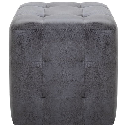 Pouf 2 pz Grigio 30x30x30 cm in Similpelle Scamosciata - homemem39