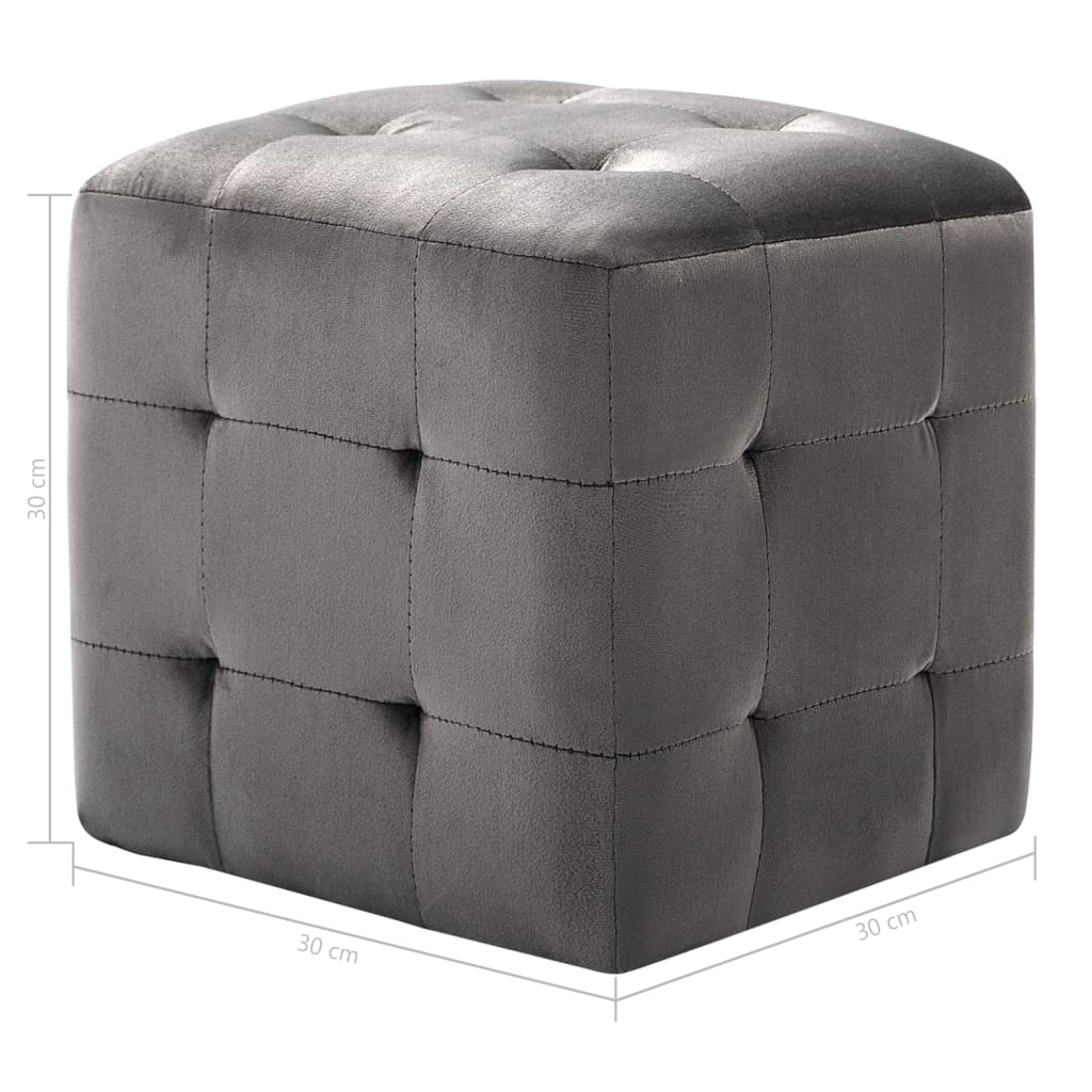 Pouf 2 pz Grigio 30x30x30 cm in Velluto - homemem39
