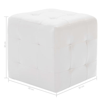 Pouf 2 pz Bianco 30x30x30 cm in Similpelle - homemem39
