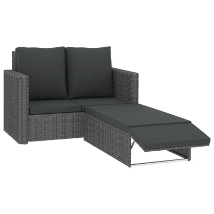 Set Divani da Giardino 2 pz con Cuscini in Polyrattan Grigio - homemem39
