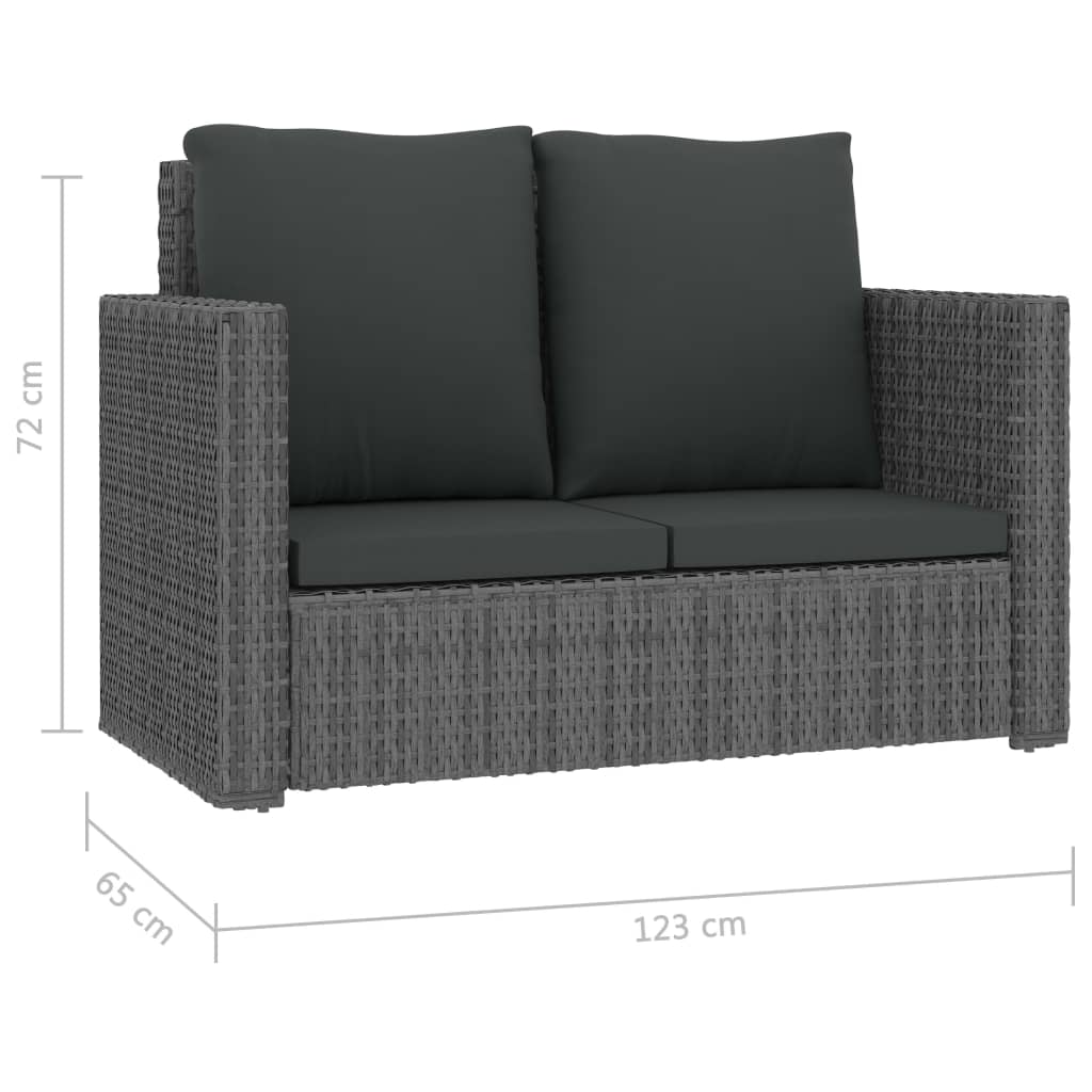 Set Divani da Giardino 2 pz con Cuscini in Polyrattan Grigio - homemem39