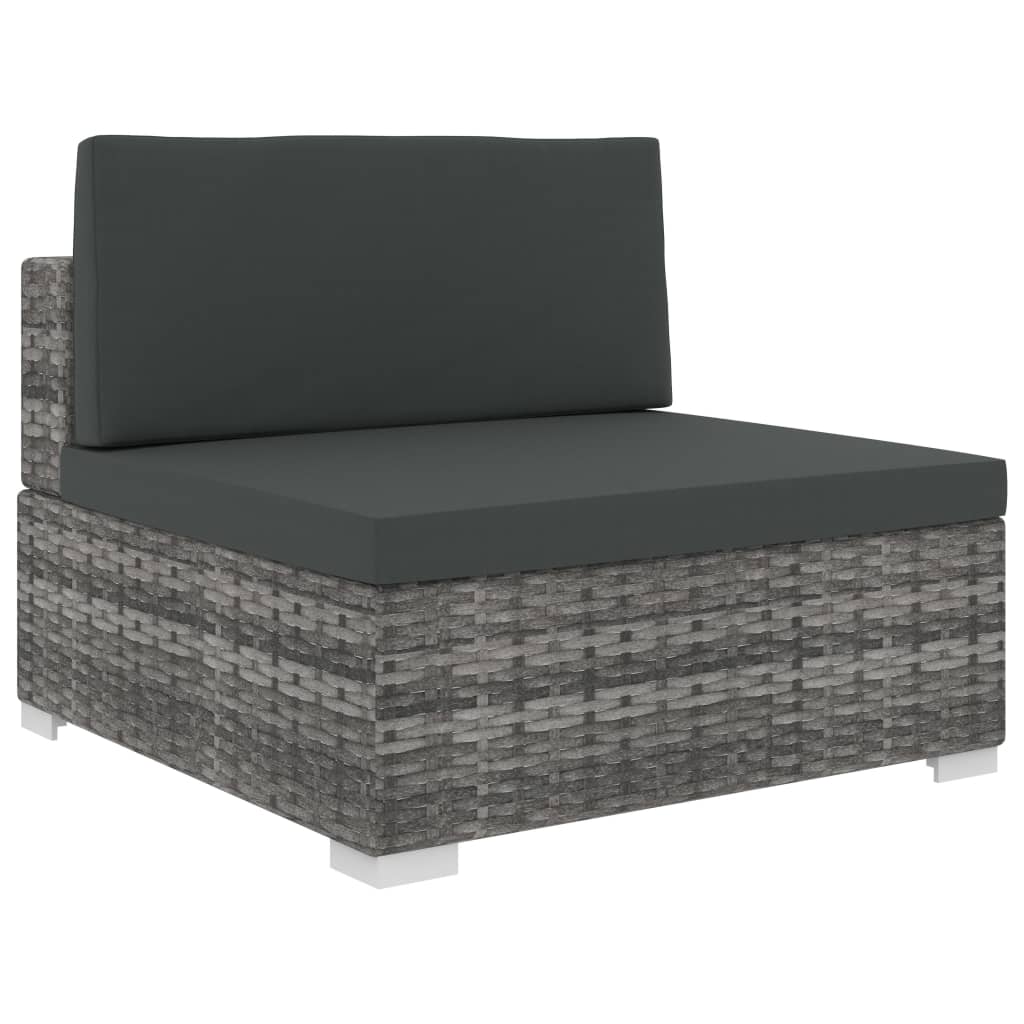 Set Divani da Giardino 6 pz con Cuscini in Polyrattan Grigio - homemem39