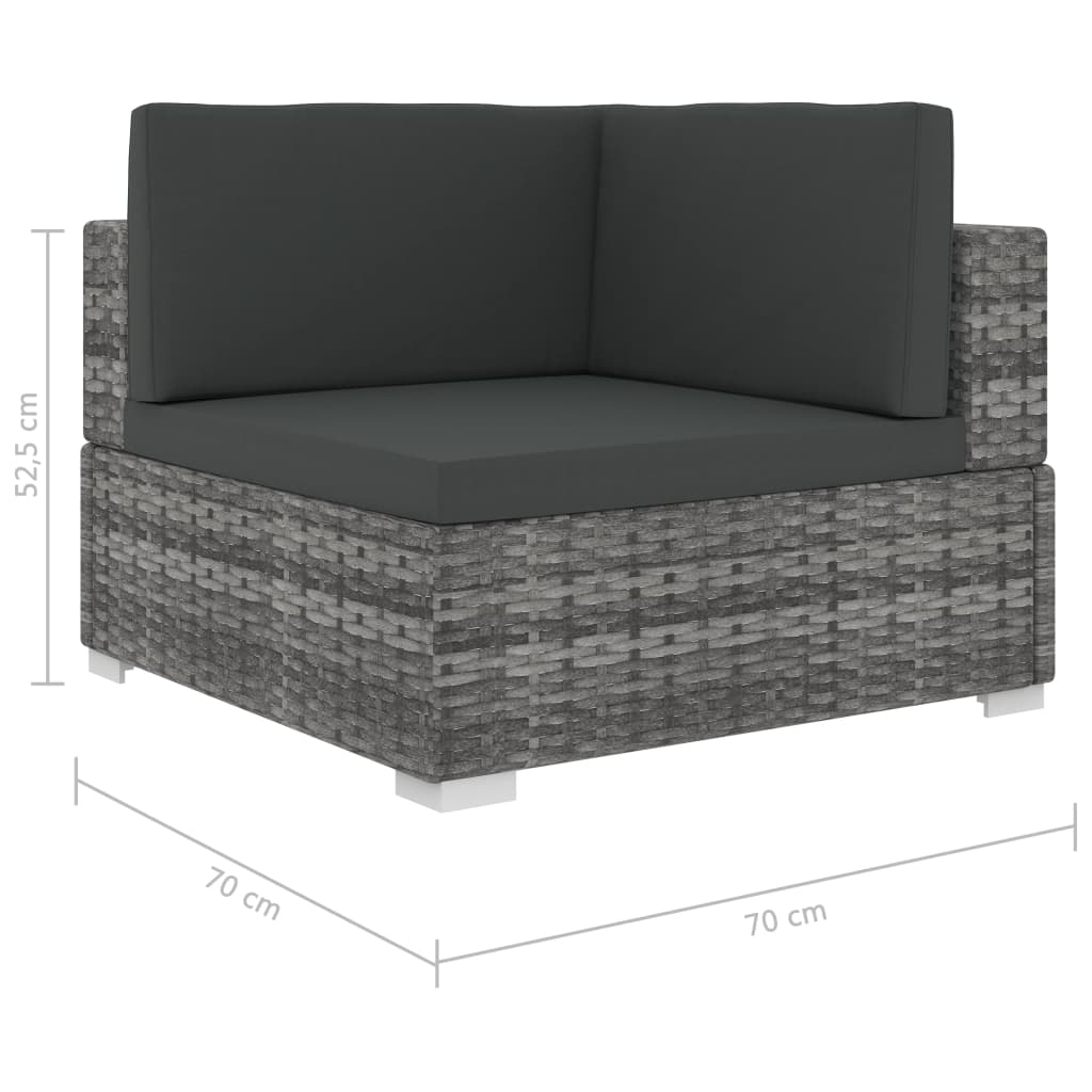 Set Divani da Giardino 6 pz con Cuscini in Polyrattan Grigio - homemem39