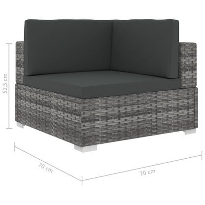 Set Divani da Giardino 6 pz con Cuscini in Polyrattan Grigio - homemem39