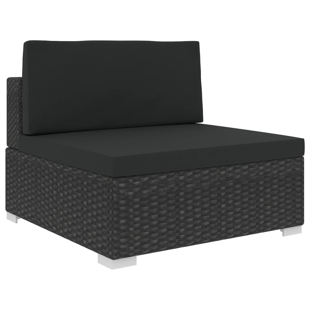 Set Divani da Giardino 5 pz con Cuscini in Polyrattan Nero - homemem39