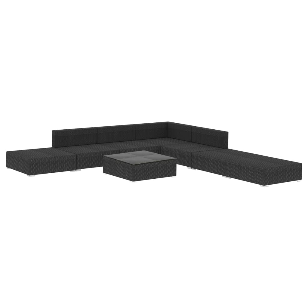 Set Divani da Giardino 8 pz con Cuscini in Polyrattan Nero | homemem39