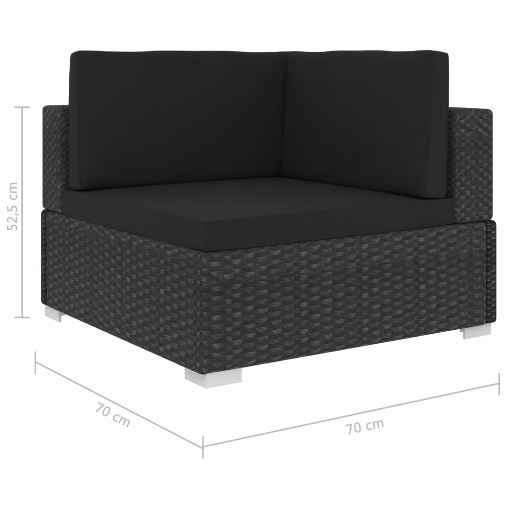 Set Divani da Giardino 12 pz con Cuscini in Polyrattan Nero - homemem39