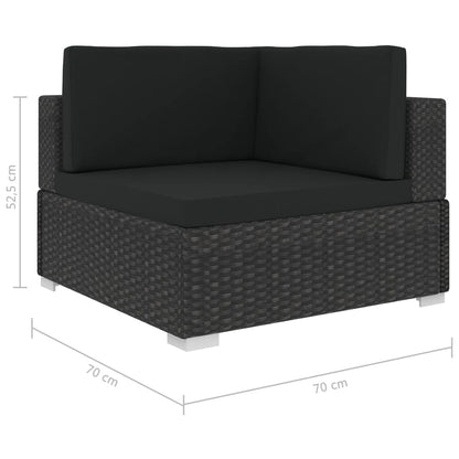 Set Divani da Giardino 12 pz con Cuscini in Polyrattan Nero - homemem39