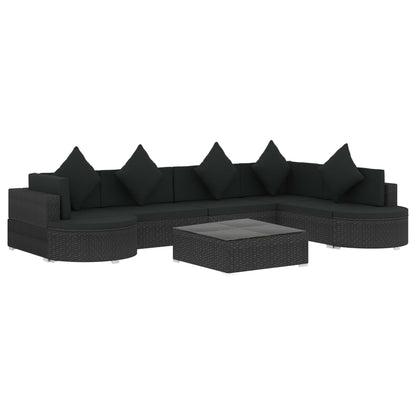 Set Divani da Giardino 8 pz con Cuscini in Polyrattan Nero - homemem39