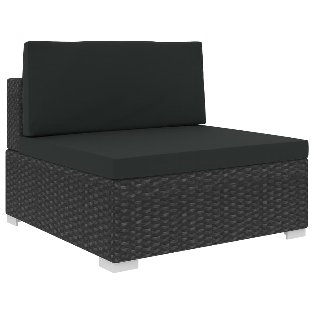 Set Divani da Giardino 6 pz con Cuscini in Polyrattan Nero - homemem39