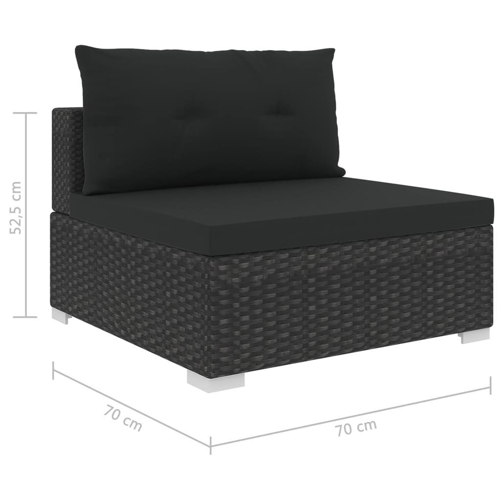 Set Divani da Giardino 10 pz con Cuscini in Polyrattan Nero - homemem39