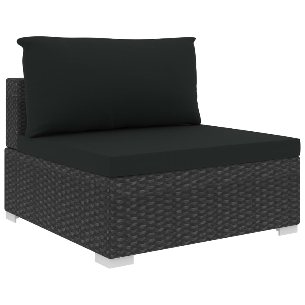 Set Divani da Giardino 12 pz con Cuscini in Polyrattan Nero - homemem39