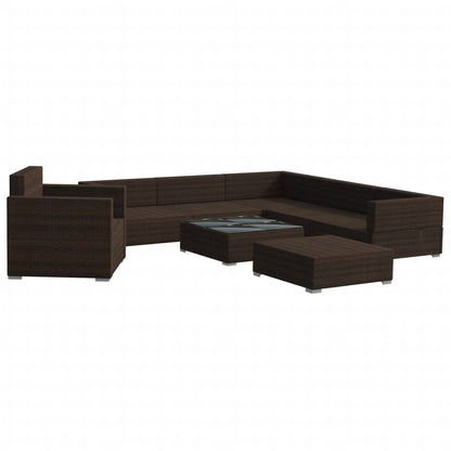 Set Divani da Giardino 8 pz con Cuscini in Polyrattan Marrone | homemem39