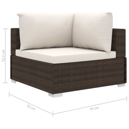 Set Divani da Giardino 8 pz con Cuscini in Polyrattan Marrone | homemem39