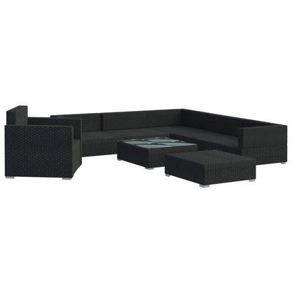 Set Divani da Giardino 8 pz con Cuscini in Polyrattan Nero - homemem39