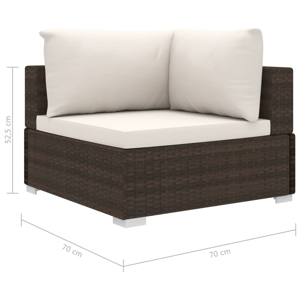 Set Divani da Giardino 4 pz con Cuscini in Polyrattan Marrone - homemem39