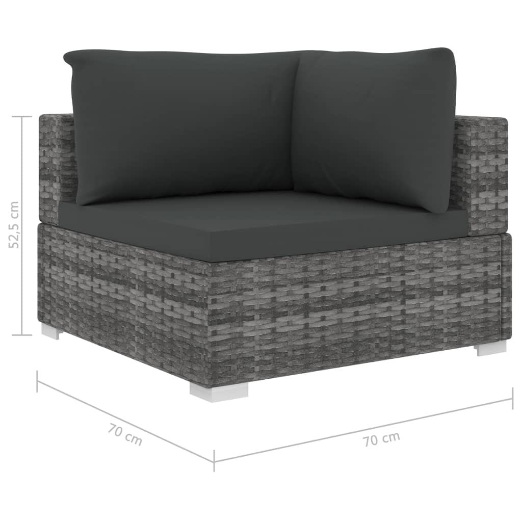 Set Divani da Giardino 4 pz con Cuscini in Polyrattan Grigio | homemem39