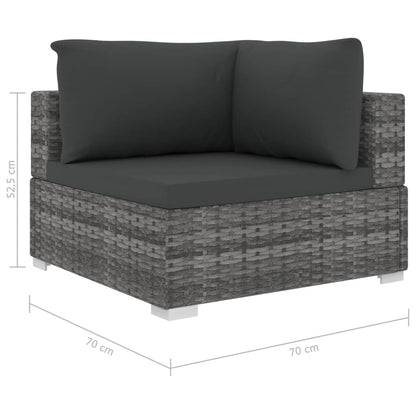 Set Divani da Giardino 4 pz con Cuscini in Polyrattan Grigio | homemem39