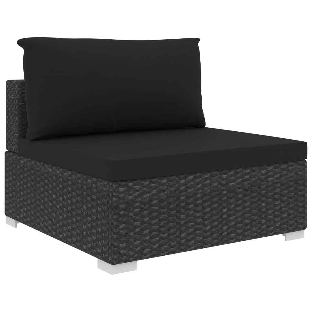 Set Divani da Giardino 4 pz con Cuscini in Polyrattan Nero - homemem39