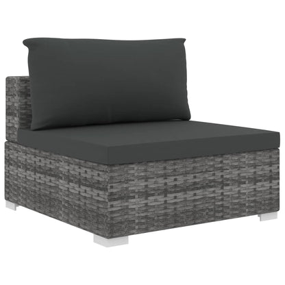 Set Divani da Giardino 5 pz con Cuscini in Polyrattan Grigio | homemem39
